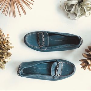 Cole Haan blue leather driving loafers